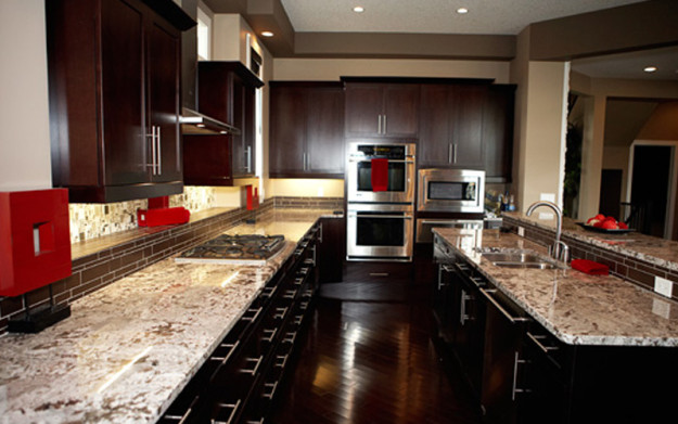 Kitchen with granite and quartz countertops